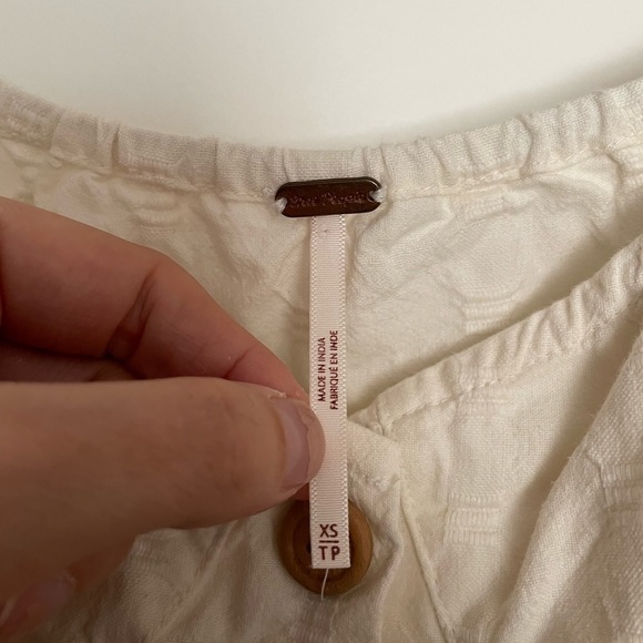 Free People Off White Off the Shoulder Button Front Dress 100% Cotton Size XS - Picture 4 of 10